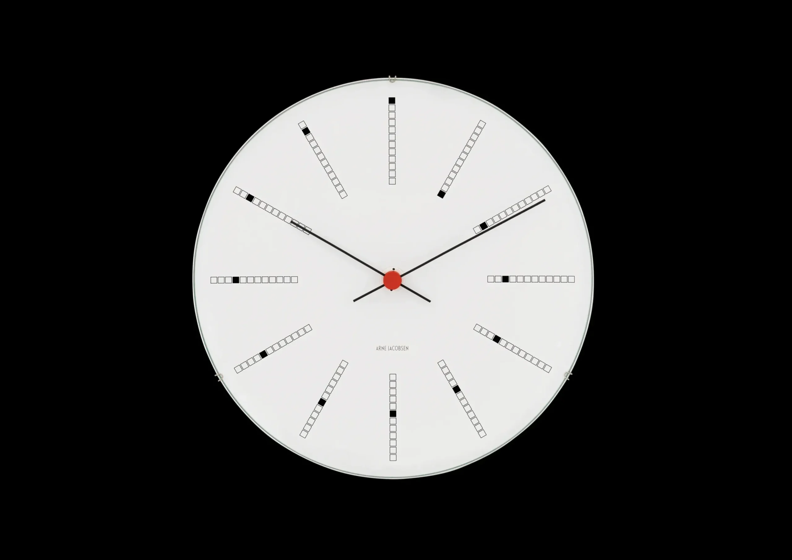 Arne Jacobsen Bankers Vægur Ø21 cm hvid/sort/rød | Køb her