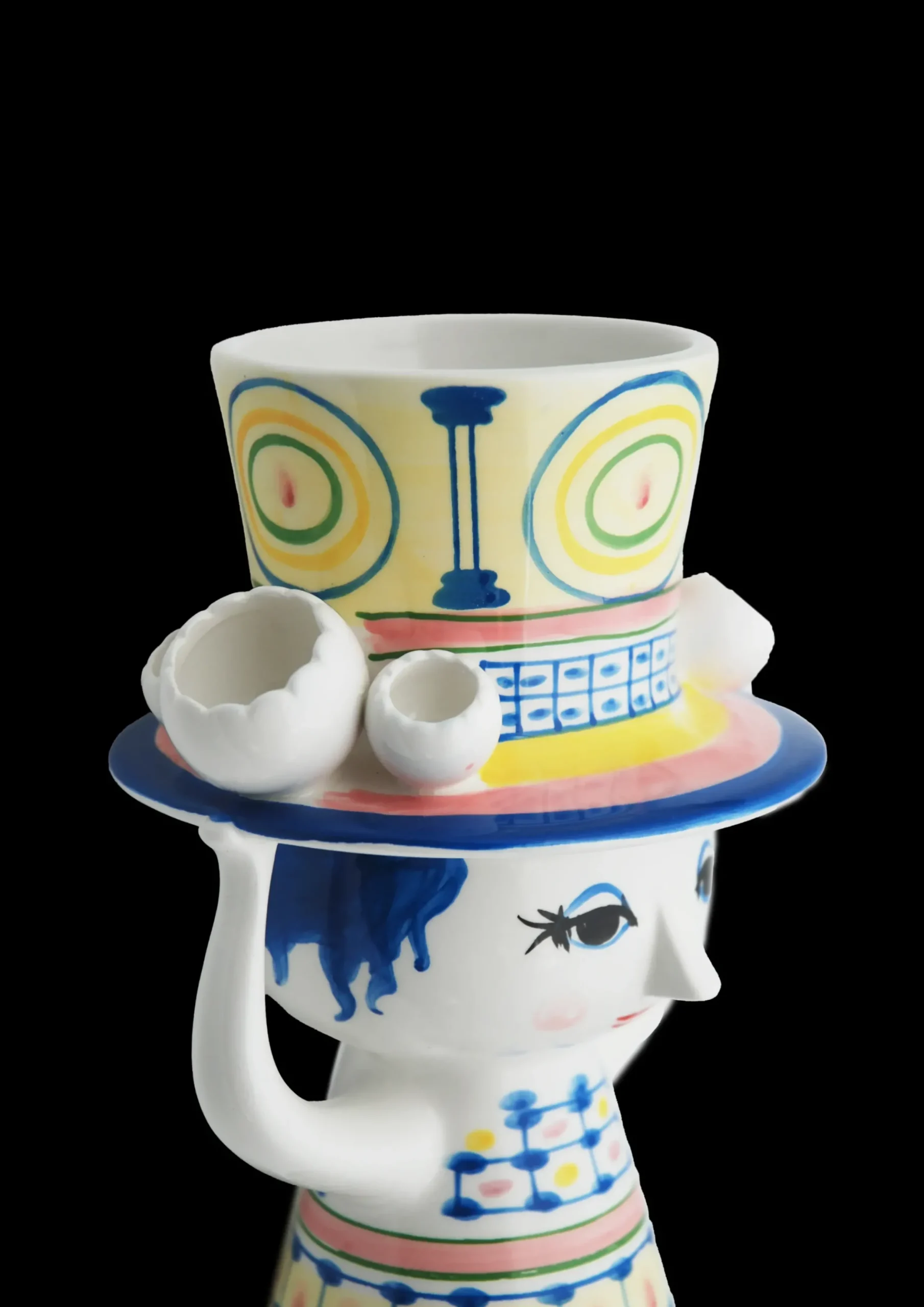 Bjørn Wiinblad Lady with hat Vase H20.5 cm blå | Køb nu