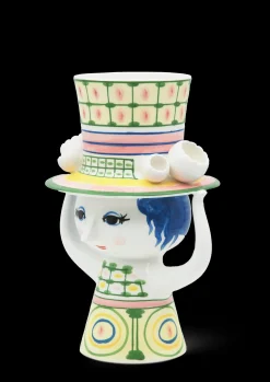 Bjørn Wiinblad Lady with hat Vase H24.5 cm grøn | Køb nu