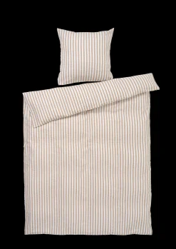 JUNA Bæk&Bølge Lines Sengetøj 150x210cm sand/hvid - Køb her