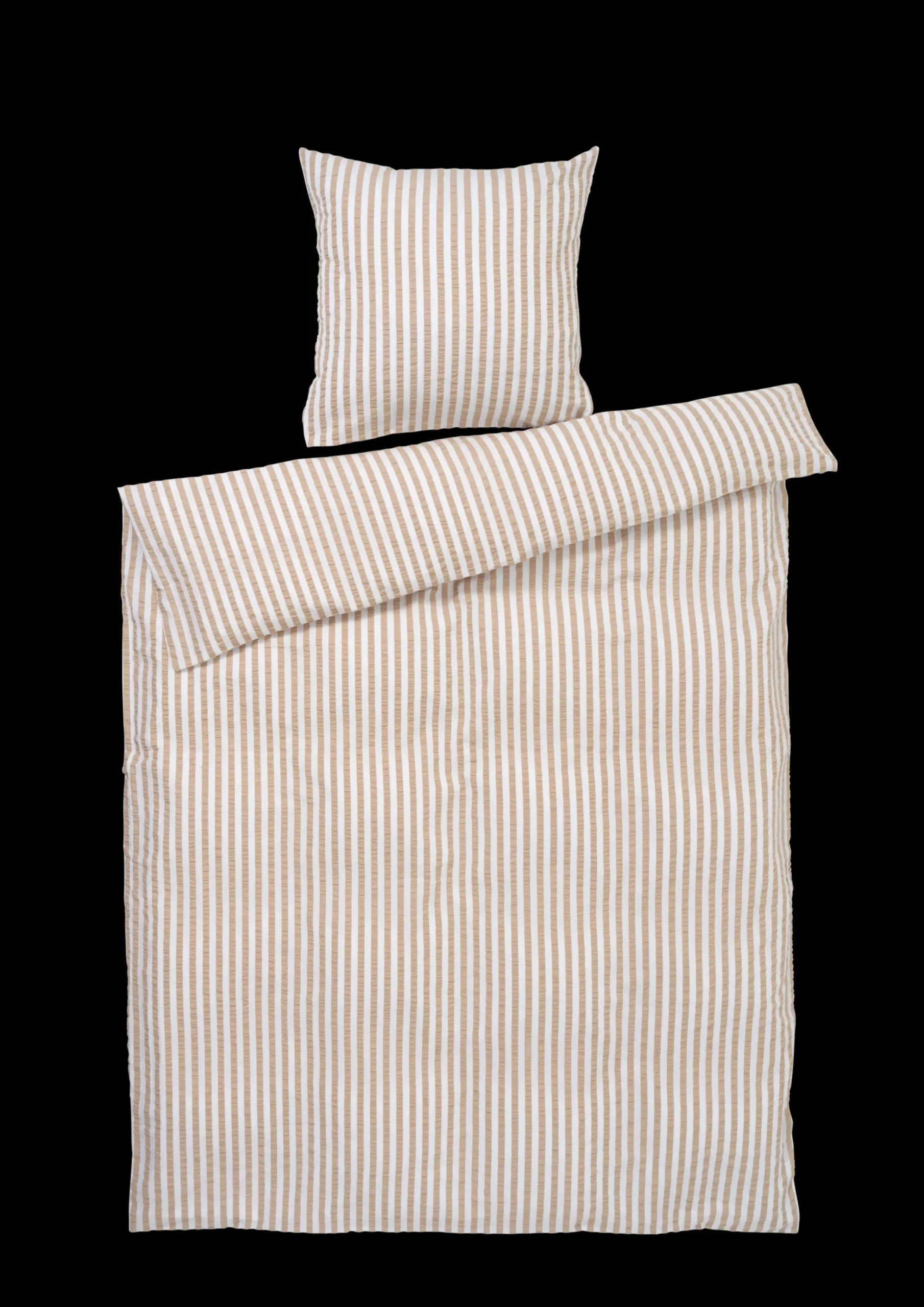 JUNA Bæk&Bølge Lines Sengetøj 150x210cm sand/hvid - Køb her