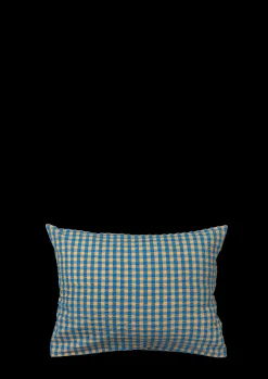 JUNA Bæk&Bølge Pudebetræk 70x50 cm blå/okker NO | Køb her