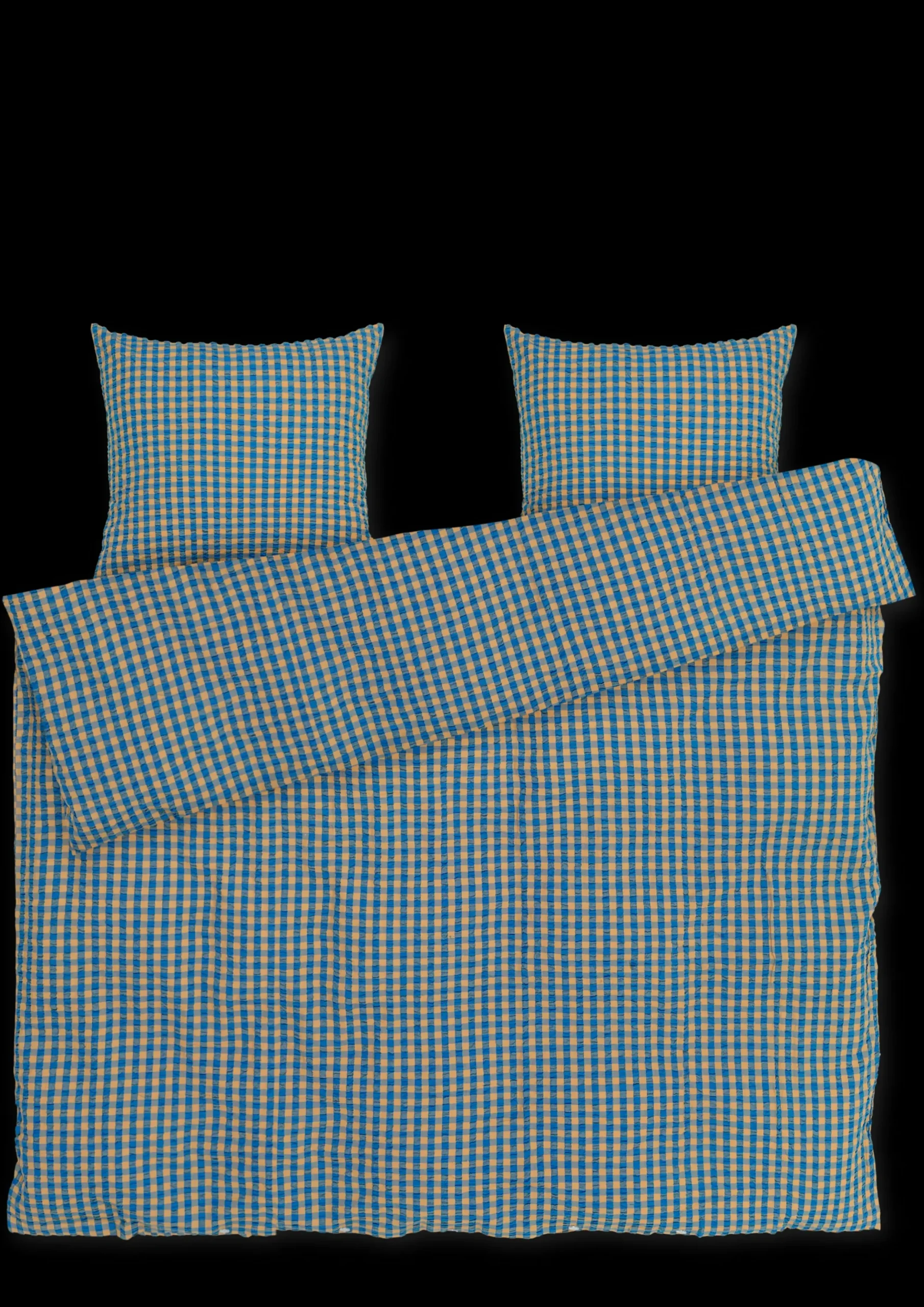 JUNA Bæk&Bølge Sengetøj 200x220 cm blå/okker DK | Køb her