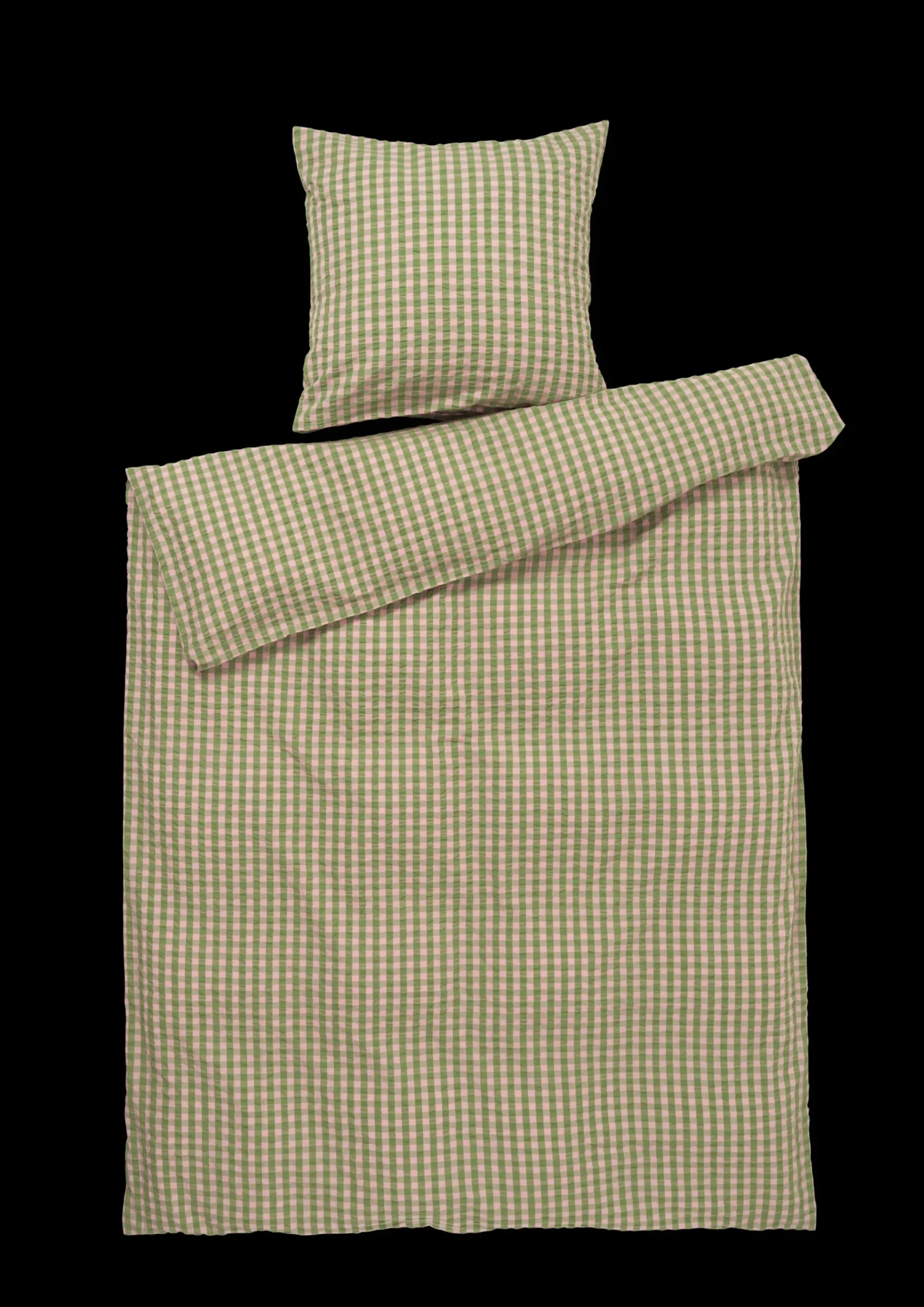 JUNA Bæk&Bølge Sengetøj 140x220 cm grøn/soft pink DK