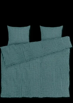 JUNA Bæk&Bølge Sengetøj 200x220 cm grøn/lys blå DK | Køb nu