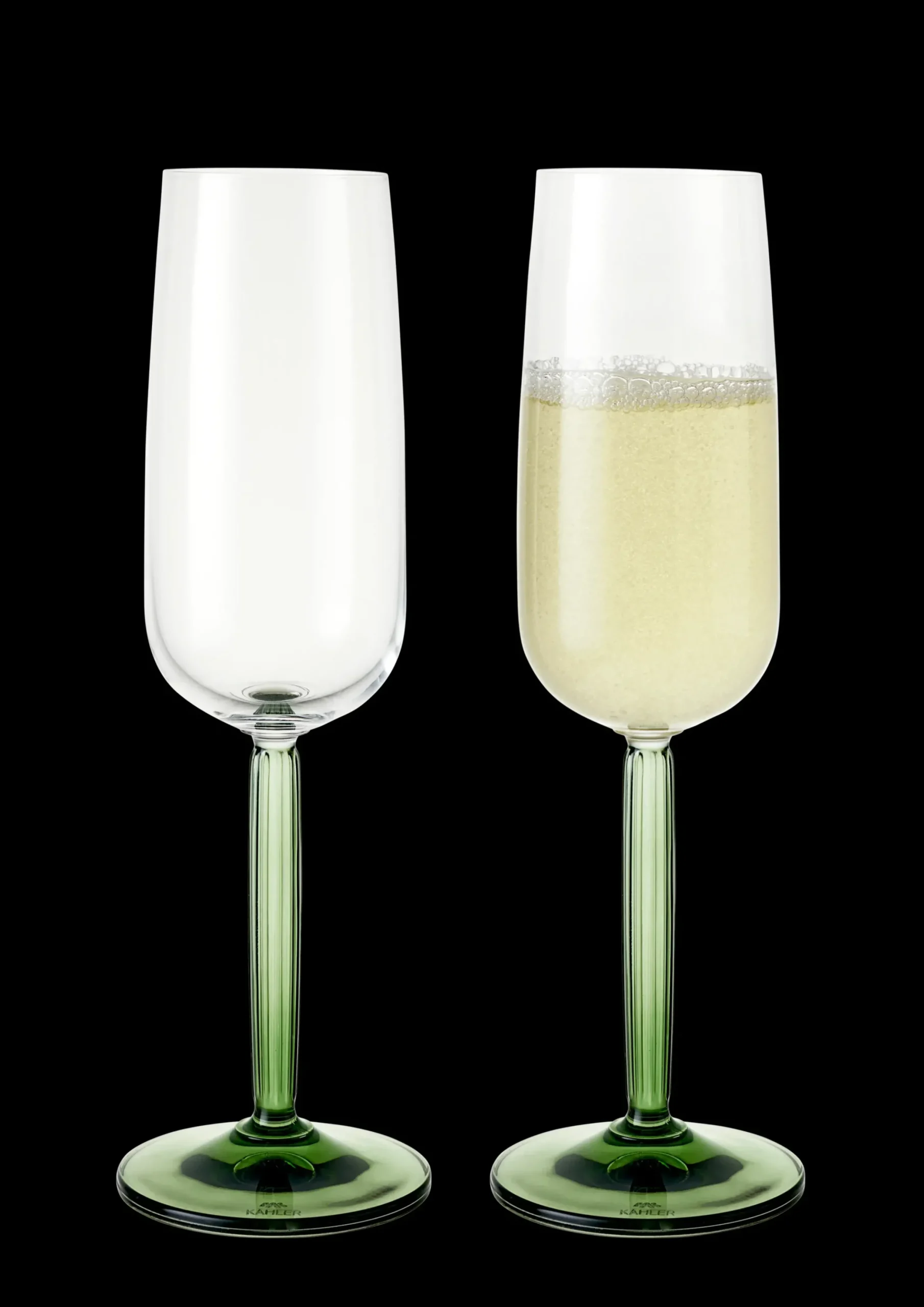 Kähler Hammershøi Champagneglas 24 cl grøn 2 stk. | Køb her