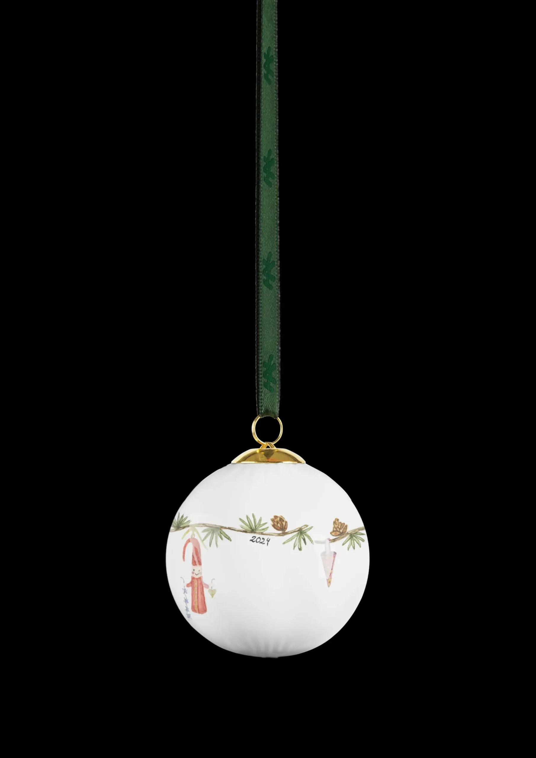 Kähler Hammershøi Christmas Kugle 2024 Ø6 cm hvid m. deko