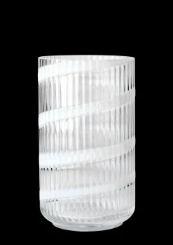 Lyngby Porcelæn Lyngby Vase H25 cm swirl hvid mundblæst glas