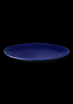 Lyngby Porcelæn Rhombe Color Ovalt serveringsfad mørk blå