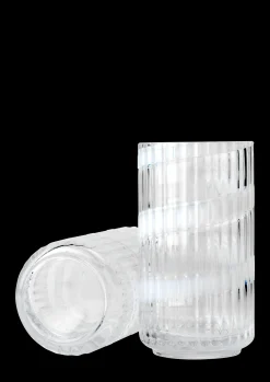 Lyngby Porcelæn Vase H15.5 cm swirl hvid mundblæst glas